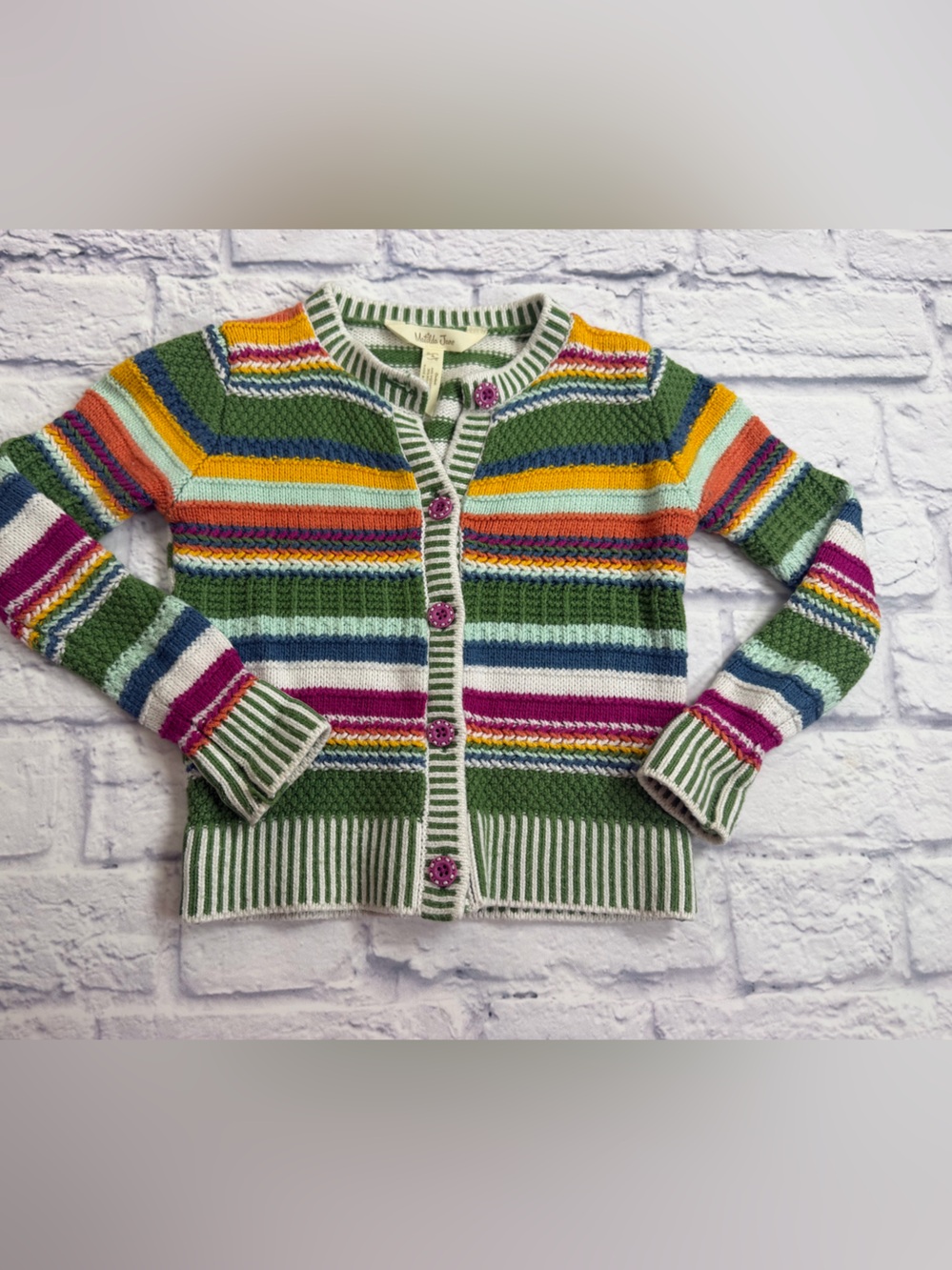Girls Matilda Jane Multi-Color Striped Knit Cardigan. Size 4